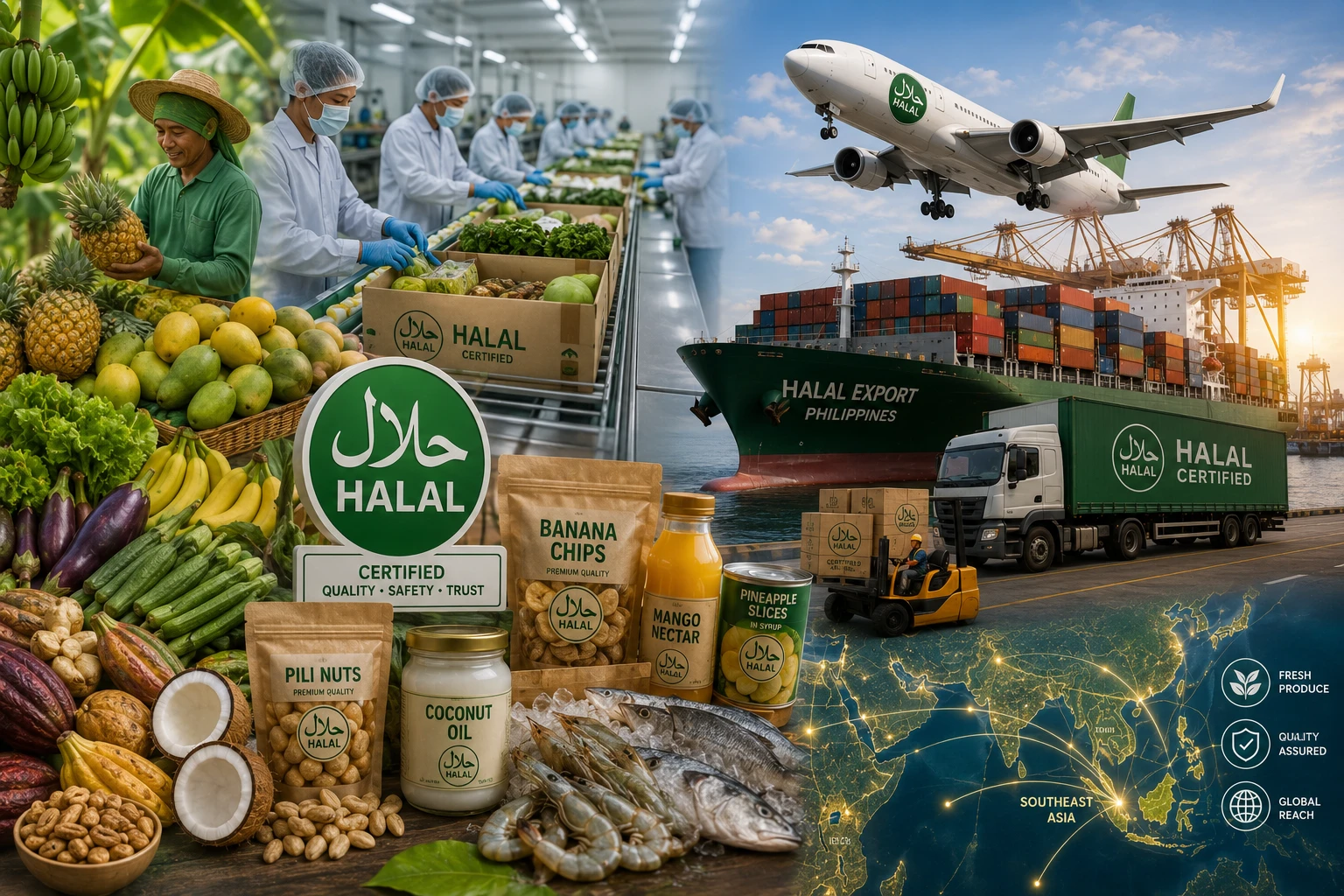 Fresh and processed agricultural produce — AI-generated illustration